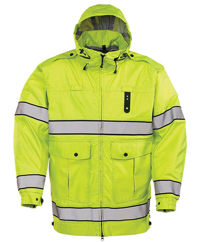 Propper Defender™ Halo I Long Hi-Vis Rain Jacket with Drop Tail